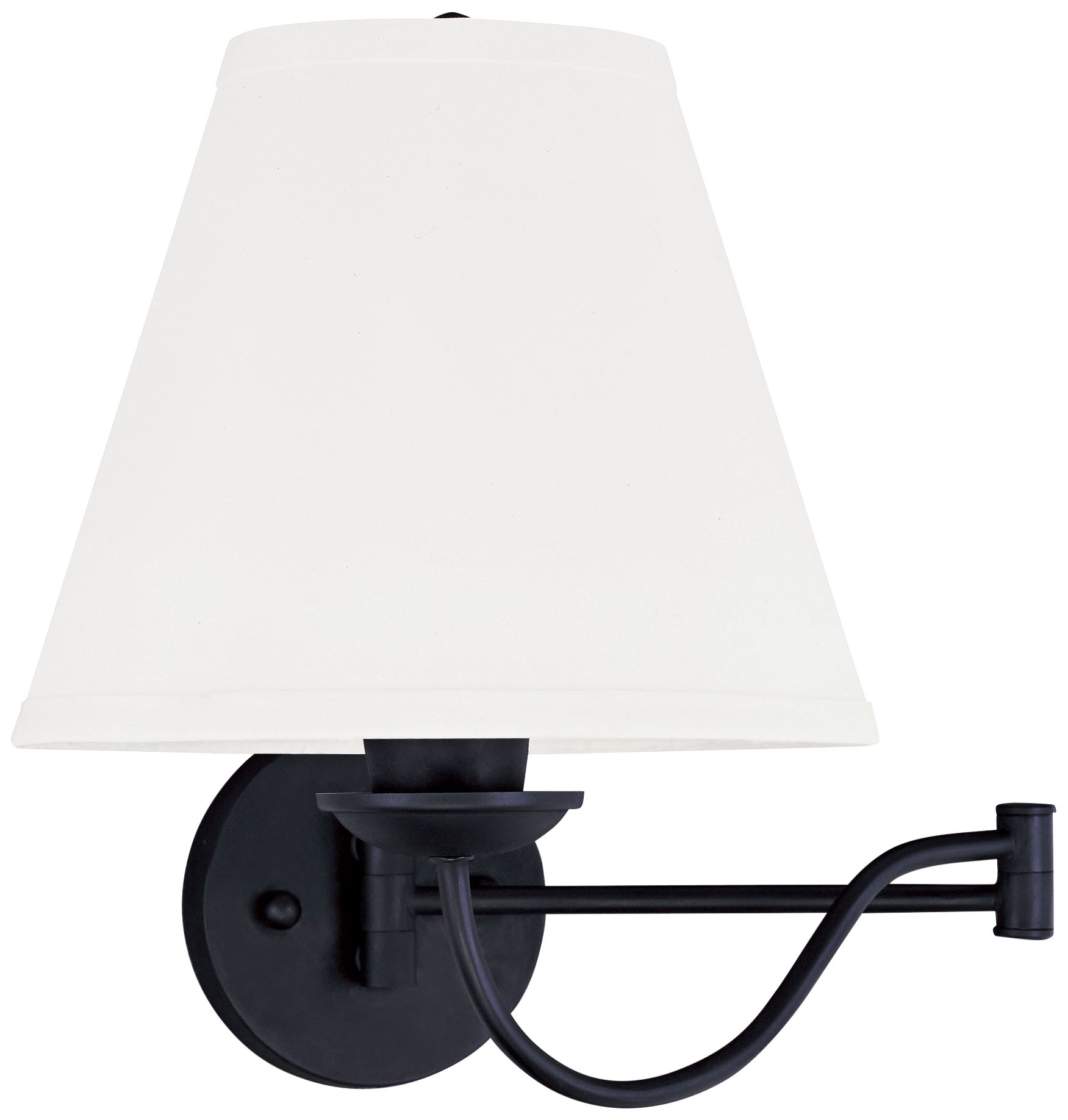 Ridgedale Black Swing Arm Wall Lamp with OffWhite Shade