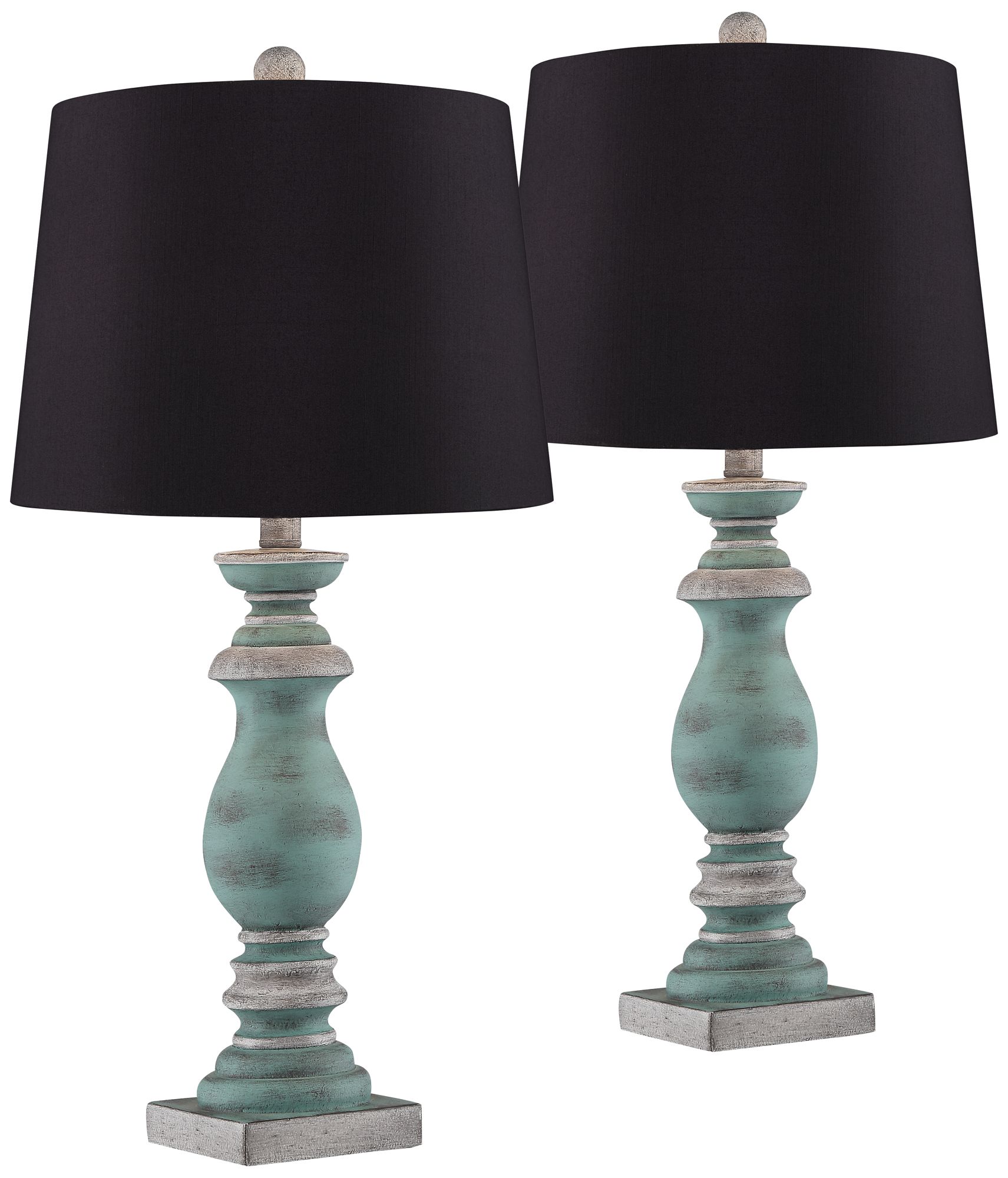 Patsy BlueGray Washed Black Shade Table Lamps Set of 2 96N65