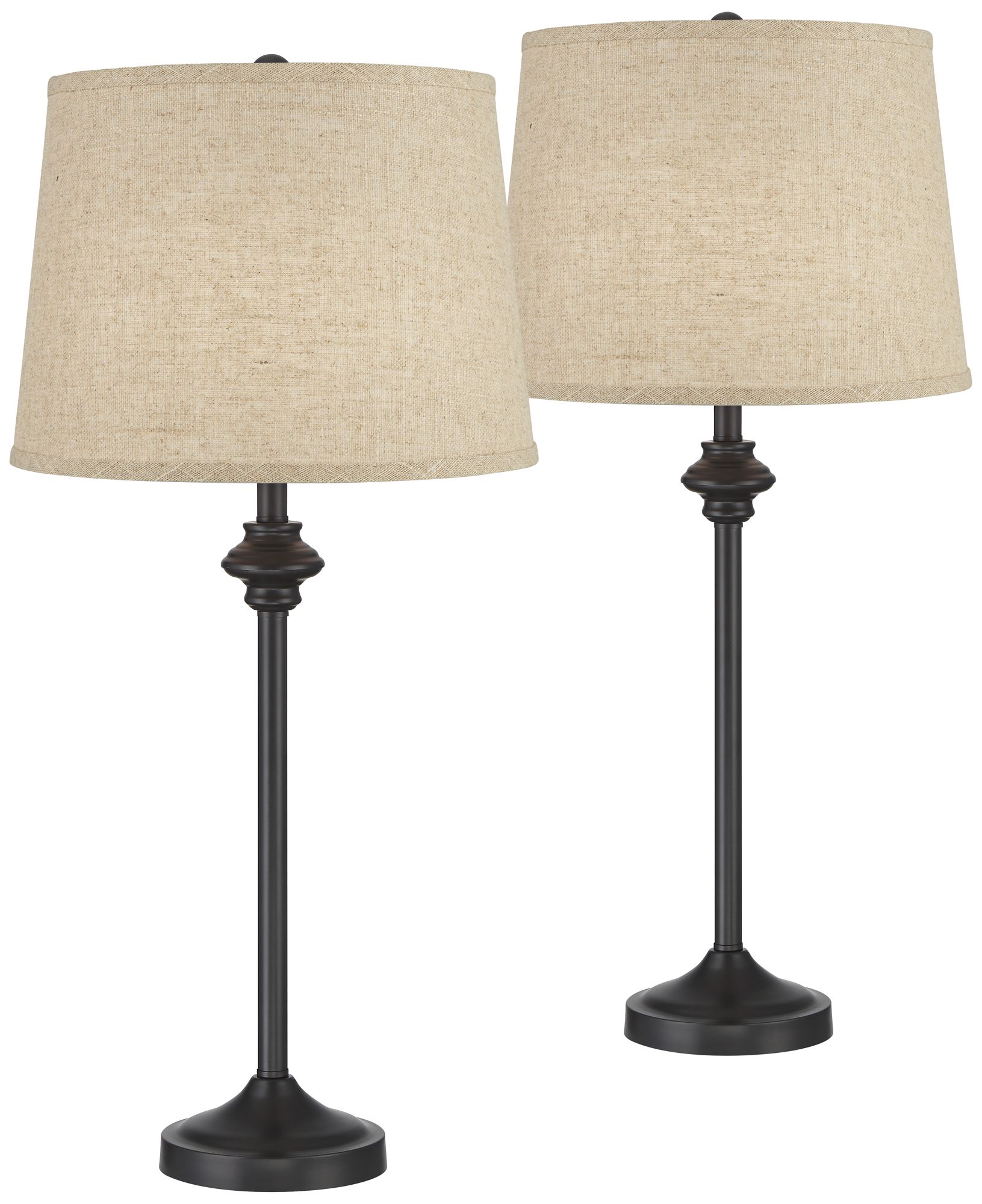 Lynn Bronze Buffet Burlap Linen Table Lamps Set of 2 96P58 Lamps Plus