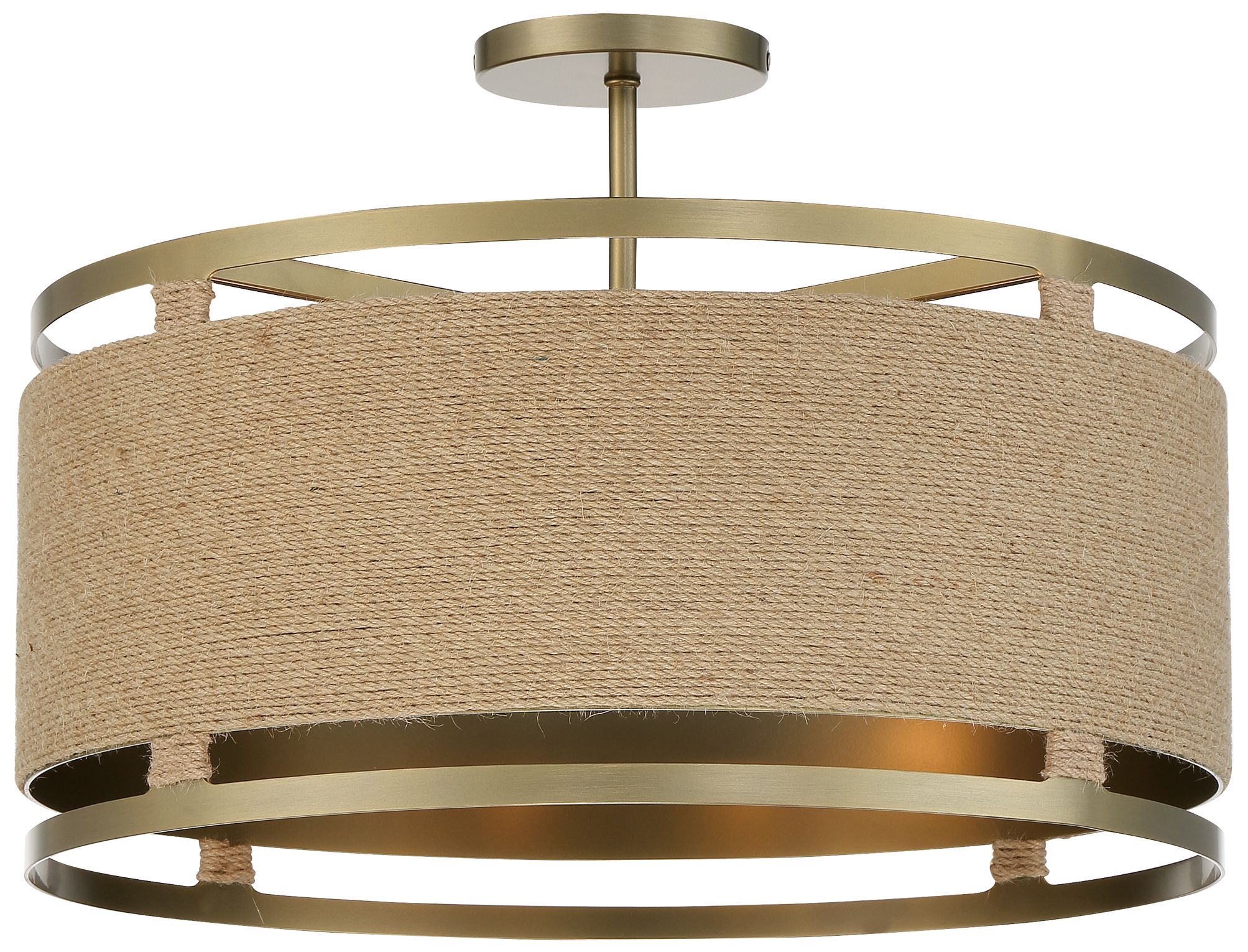 Windward Passage 20 1/2 Wide Soft Brass and Natural Rope Ceiling Light