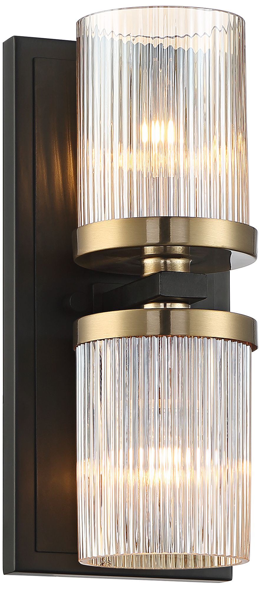 Possini Euro Bryson 12 1/2" High Black and Brass 2Light Wall Sconce