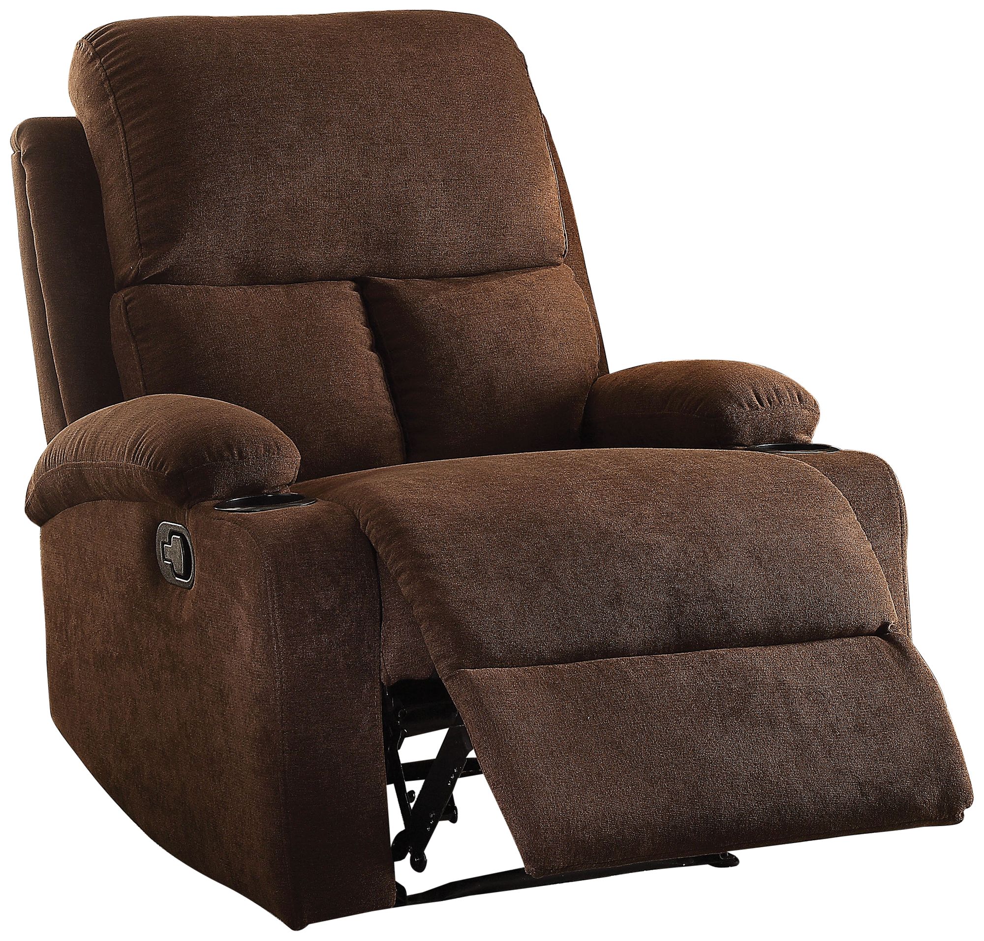 Rosia Chocolate Brown Velvet Adjustable Recliner with Cup Holders