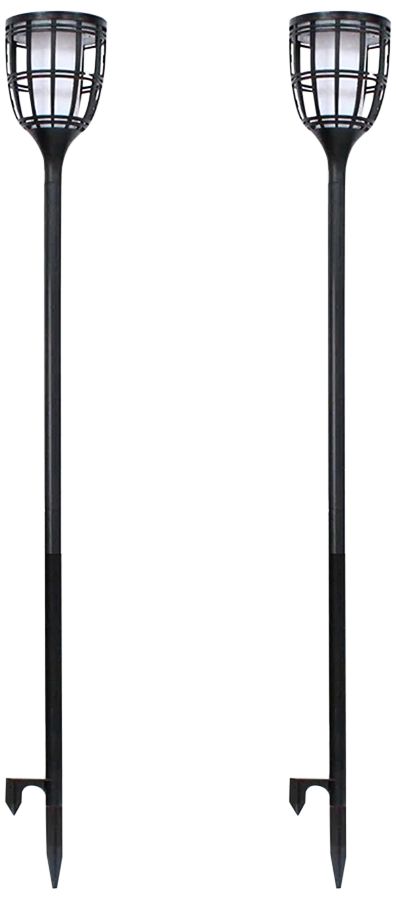 Black 61 1/2" High LED Solar Tiki Torch Garden Lights Set of 2 96Y48 Lamps Plus