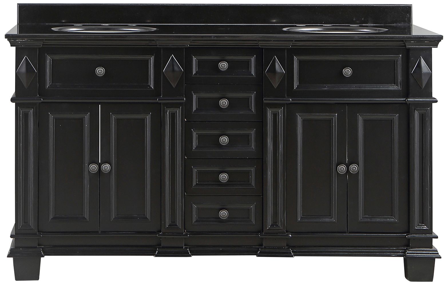 Essex 60" Wide Antique Black 4Door Double Sink Vanity 97R24 Lamps Plus