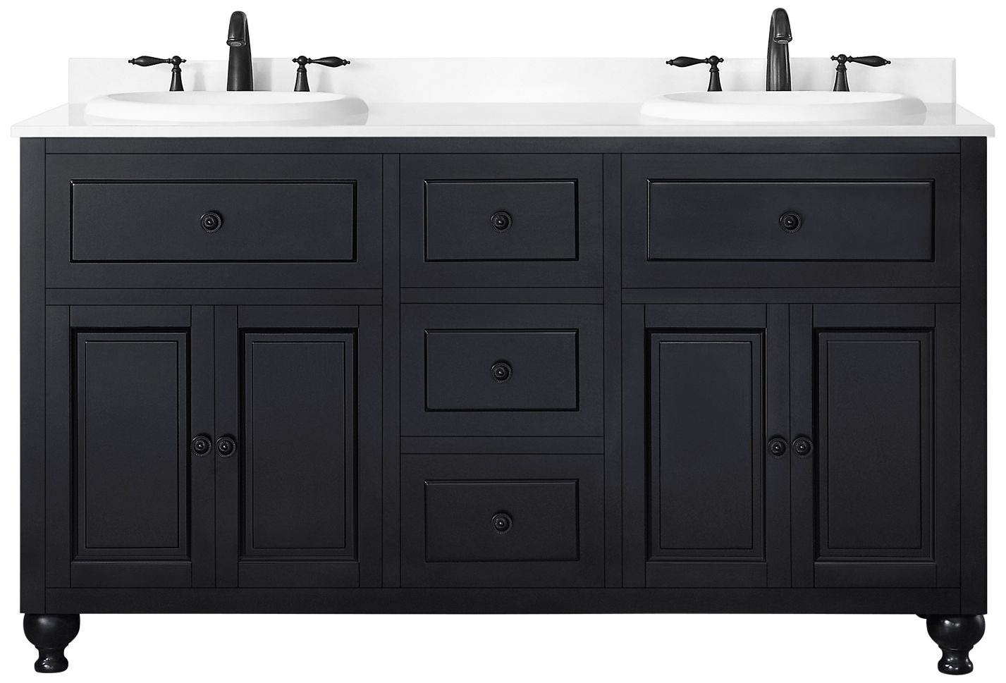 Kensington 60" Wide Antique Black 4Door Double Sink Vanity 97R27 Lamps Plus