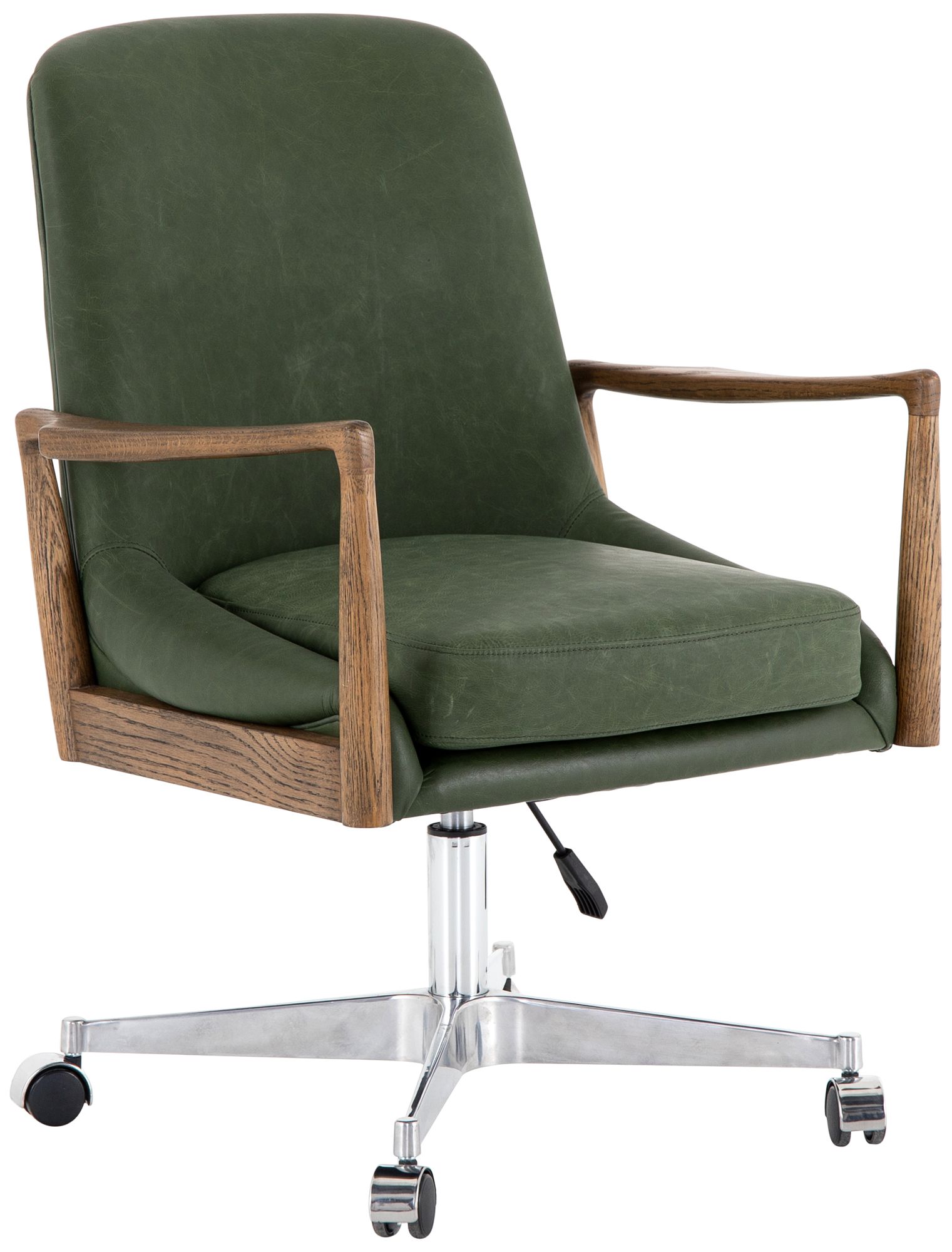 Braden MidCentury Eden Sage Leather Adjustable Swivel Desk Chair
