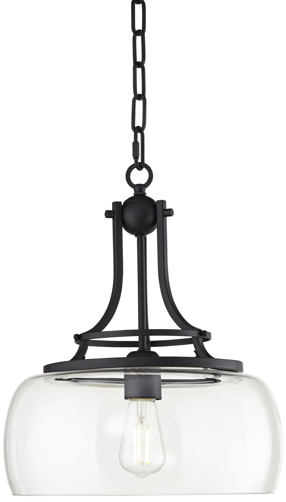Charleston 13 1/2" Wide Clear Glass and Black LED Pendant Light