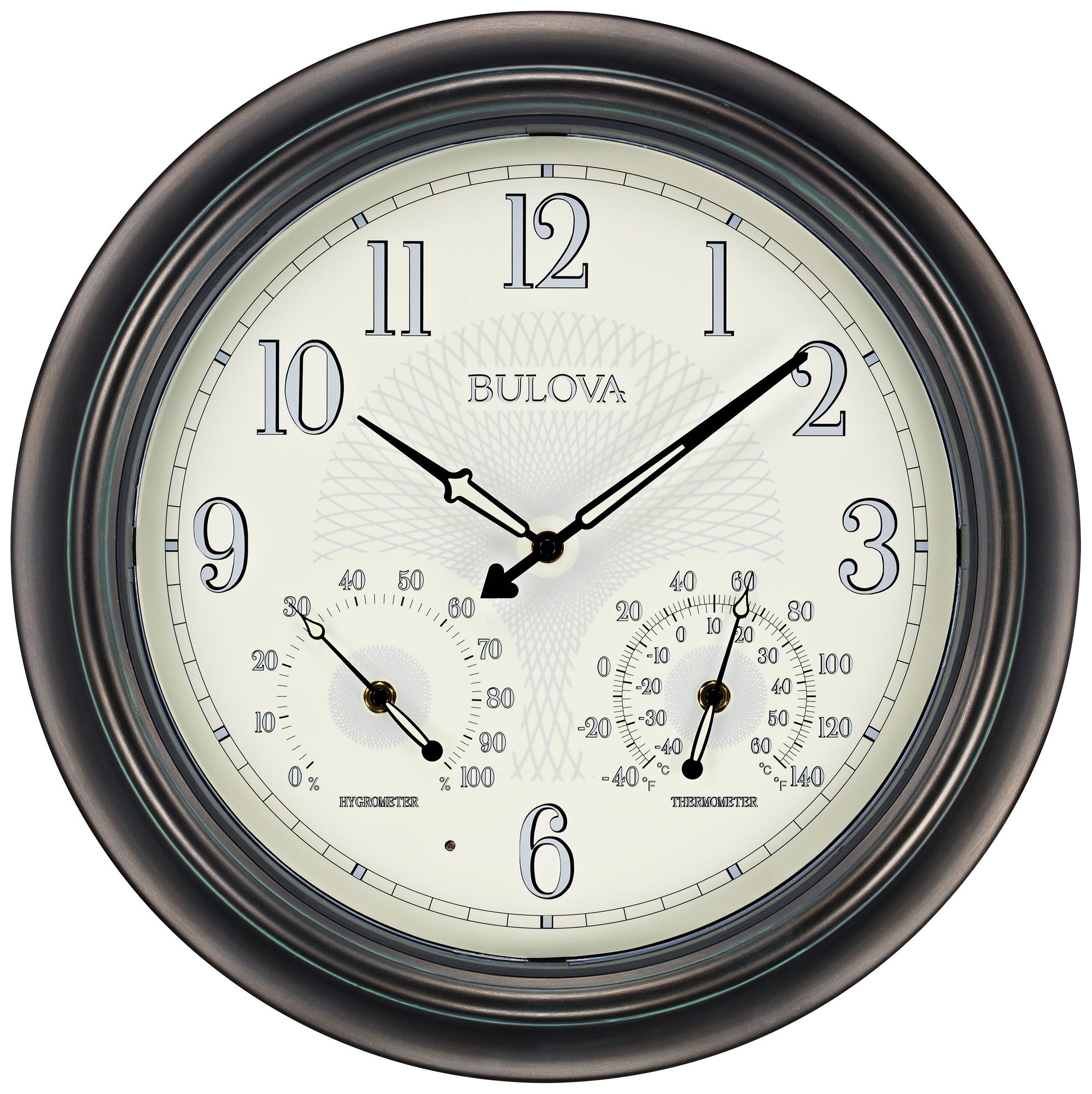 Bulova Weather Master Oiled Bronze 18" Round Wall Clock 9D496