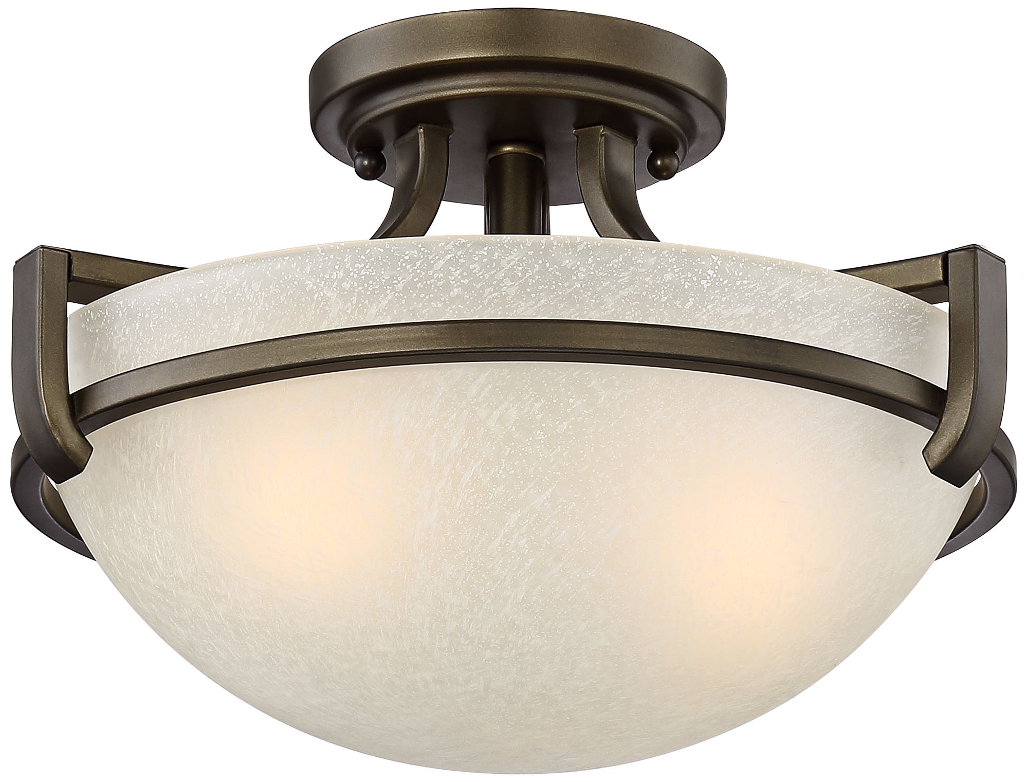 Mallot 13" Wide Bronze and Champagne Glass Ceiling Light 9H834