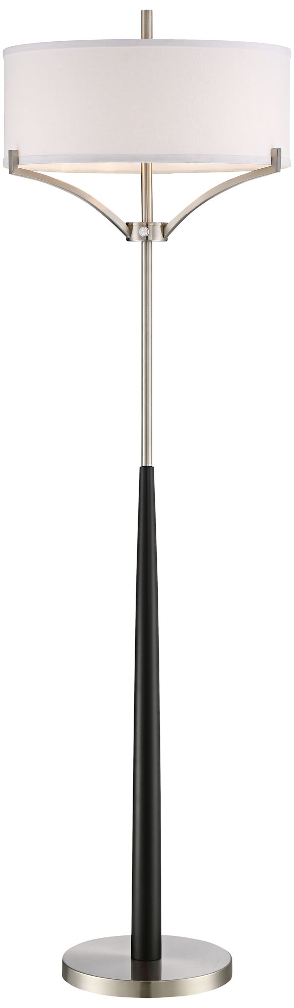 Avery Black and Brushed Nickel Column Floor Lamp 9K257 Lamps Plus