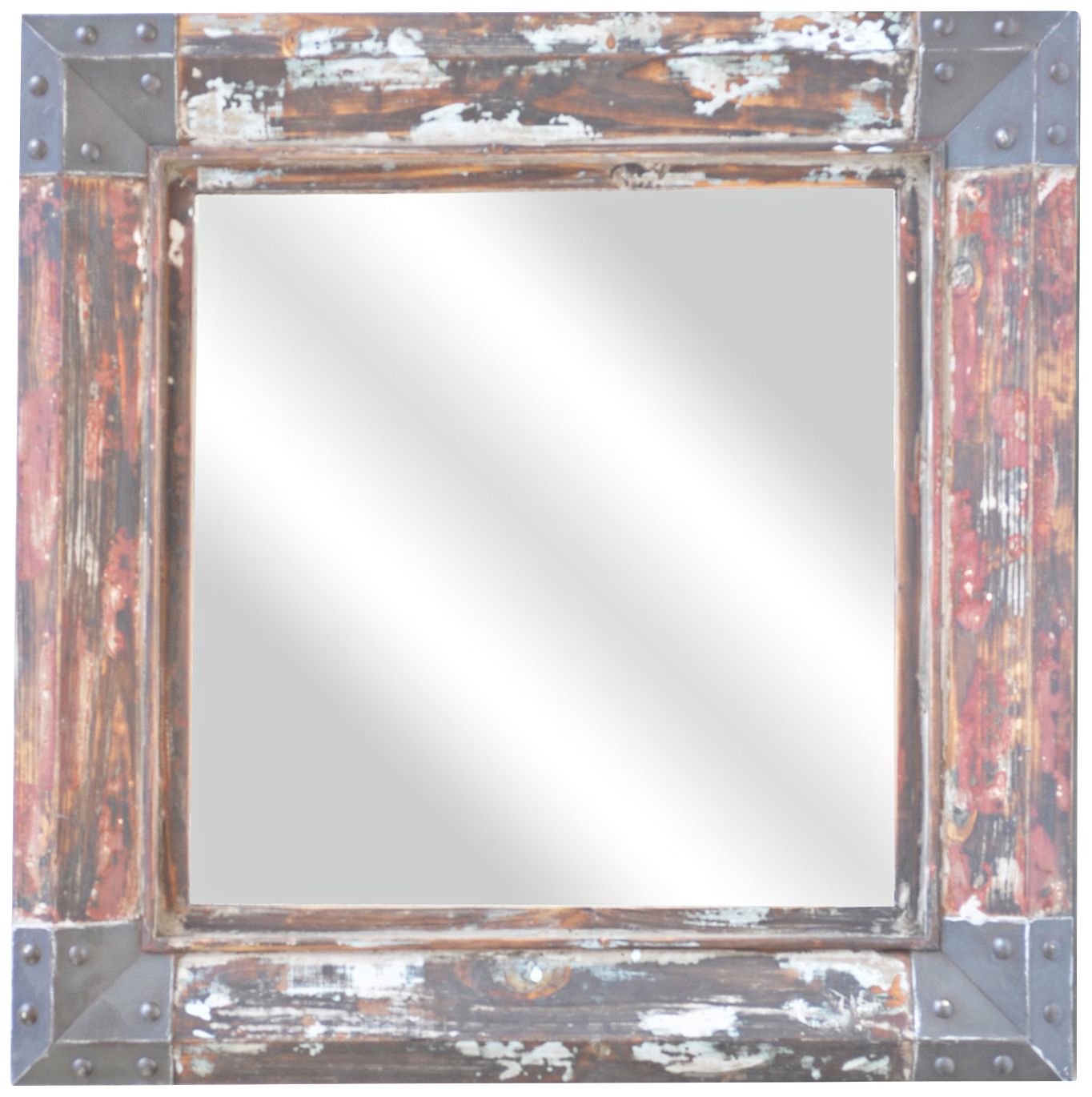 Legge Distressed Wood 31" Square Decorative Wall Mirror 9K358