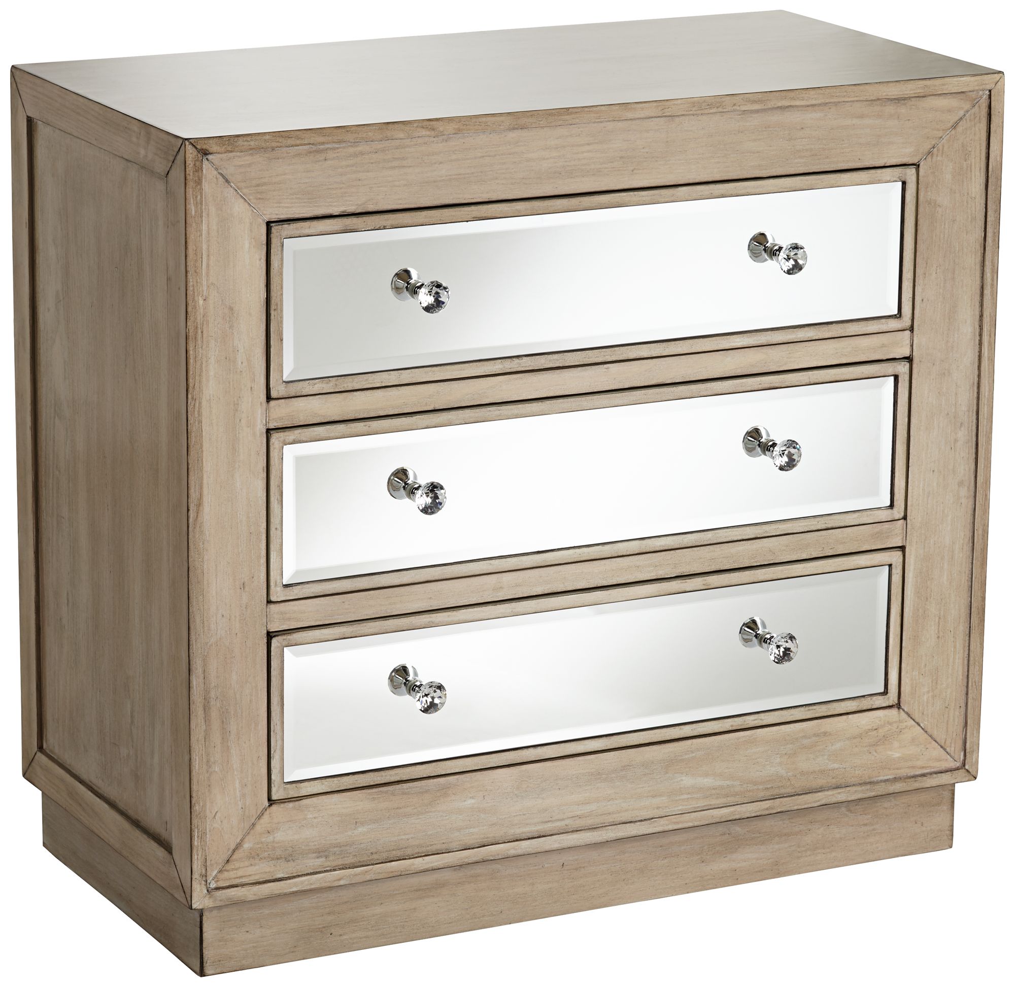 Gabriella 32" Wide Mirrored and Oak Wood Drawer Accent Chest 9K639