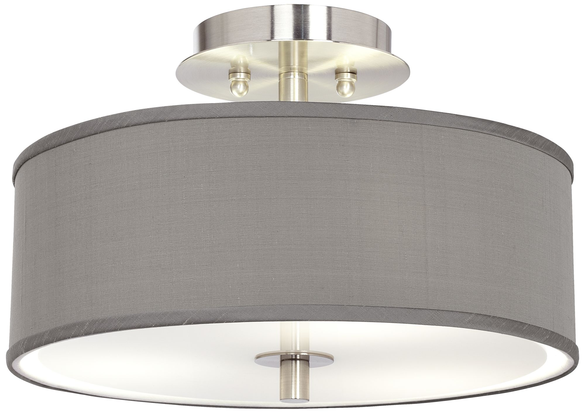 Gray Faux Silk 14" Wide Ceiling Light 9K753 Lamps Plus