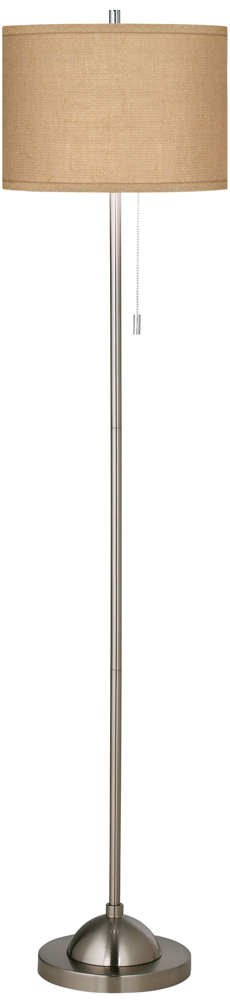 Woven Burlap Brushed Nickel Pull Chain Floor Lamp 9V275 Lamps Plus