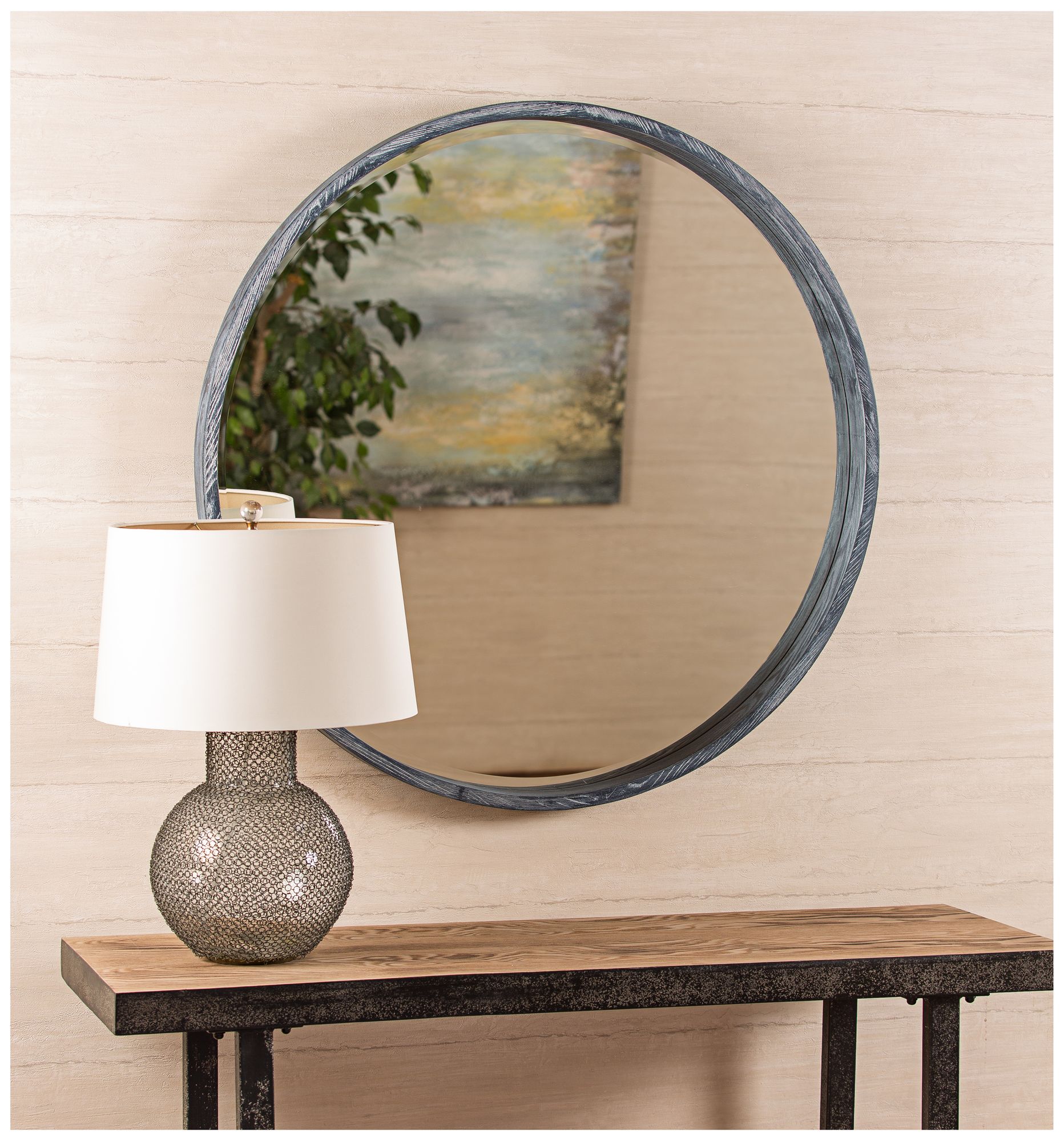 Parson Gray 36" Contemporary Round Mirror 9W143 Lamps Plus