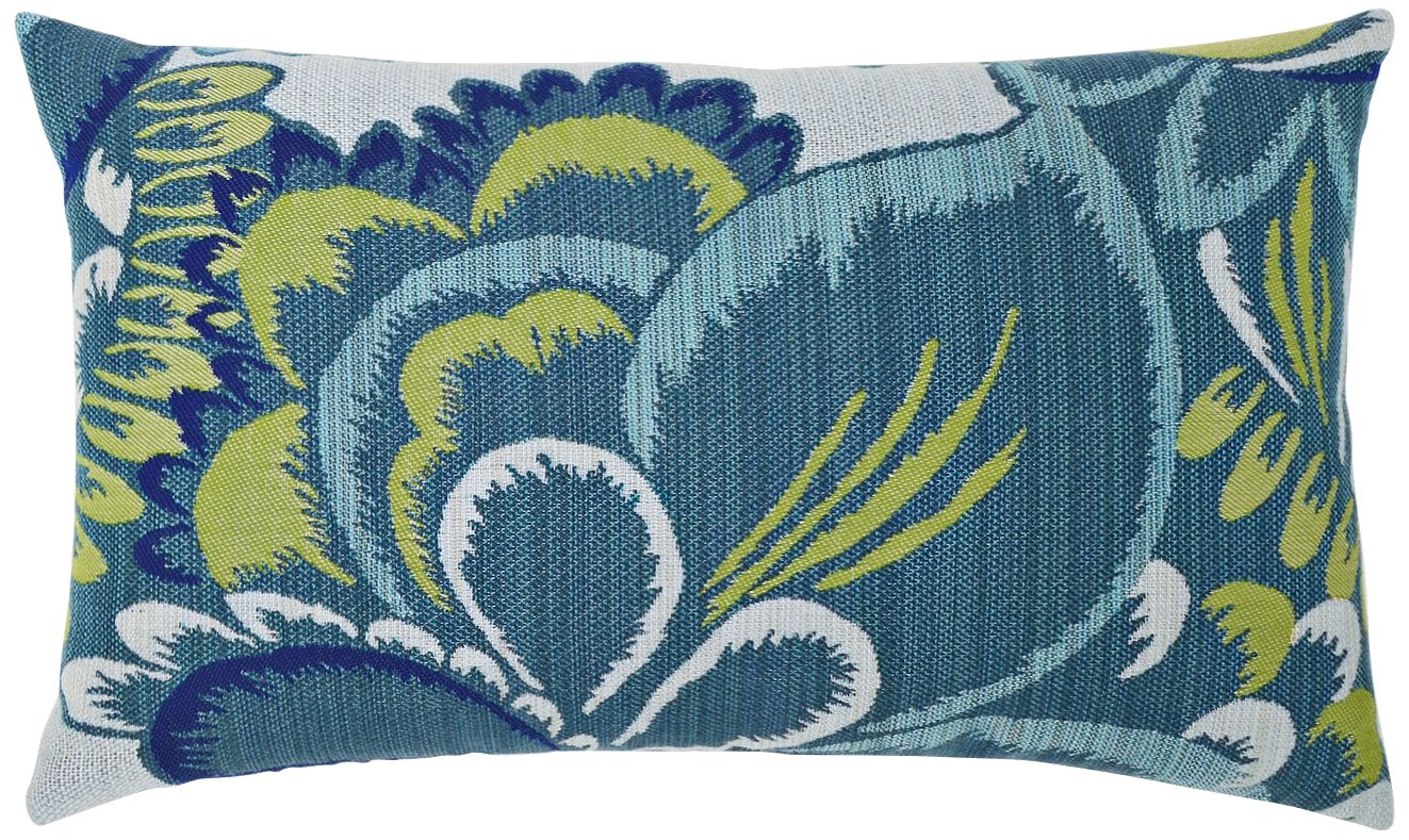 Floral Wave 20"x12" Lumbar IndoorOutdoor Pillow 9X577 Lamps Plus