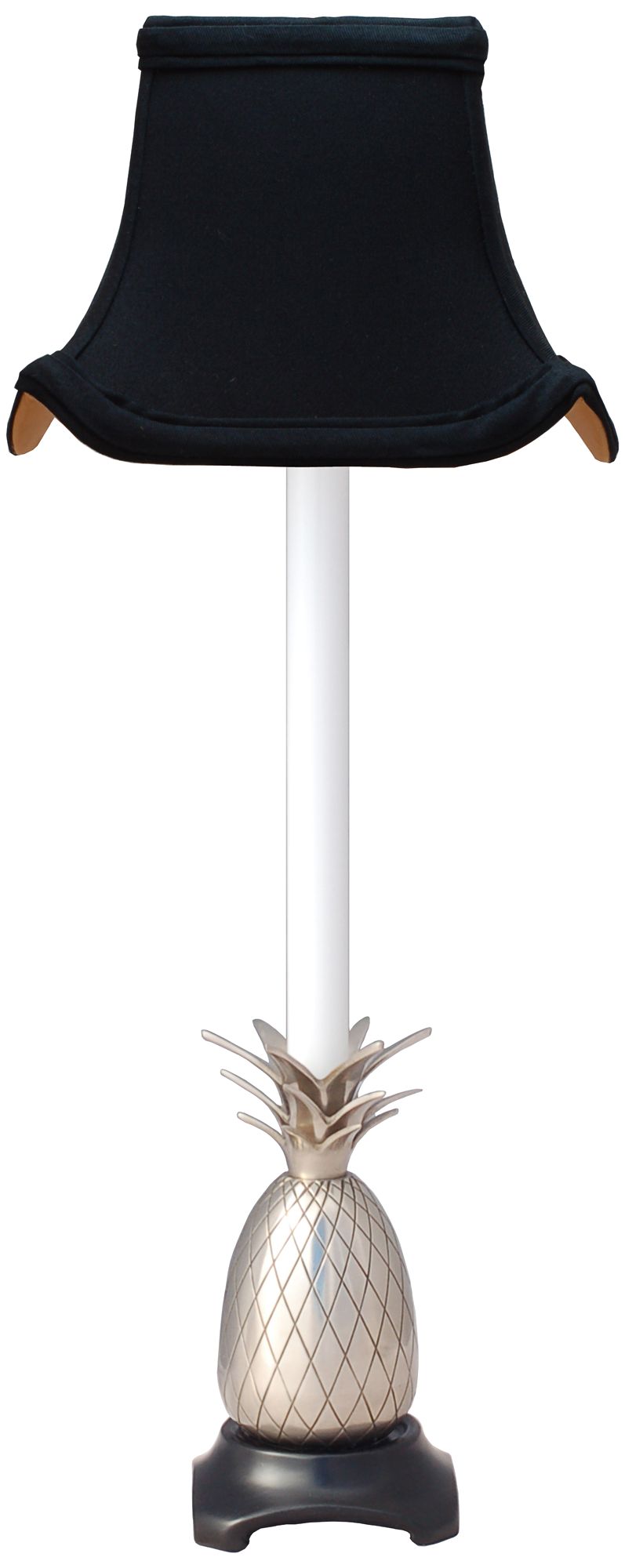 Suffield Pewter Pineapple Buffet Lamp with Black Pagoda Shade 9X875