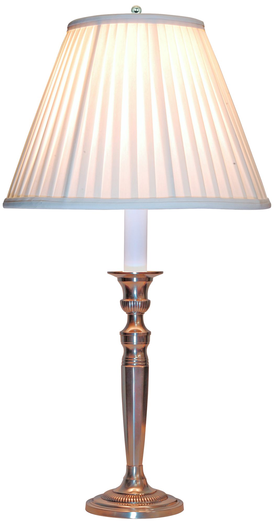 Salisbury Candlestick Pewter Table Lamp with Pleated Silk Shade