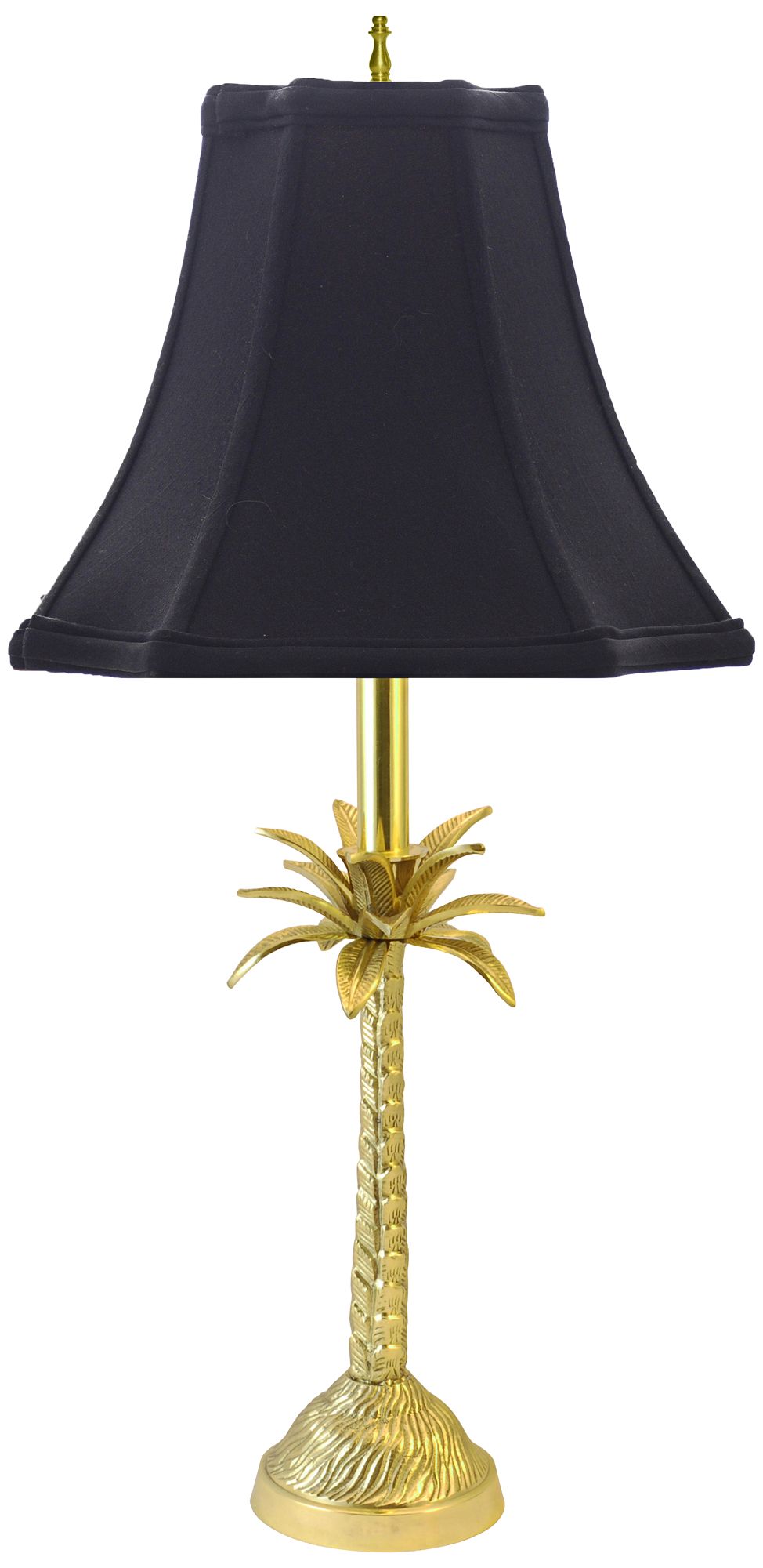 Tropical Palm Tree Brass Table Lamp with Black Shade 9X919 Lamps Plus
