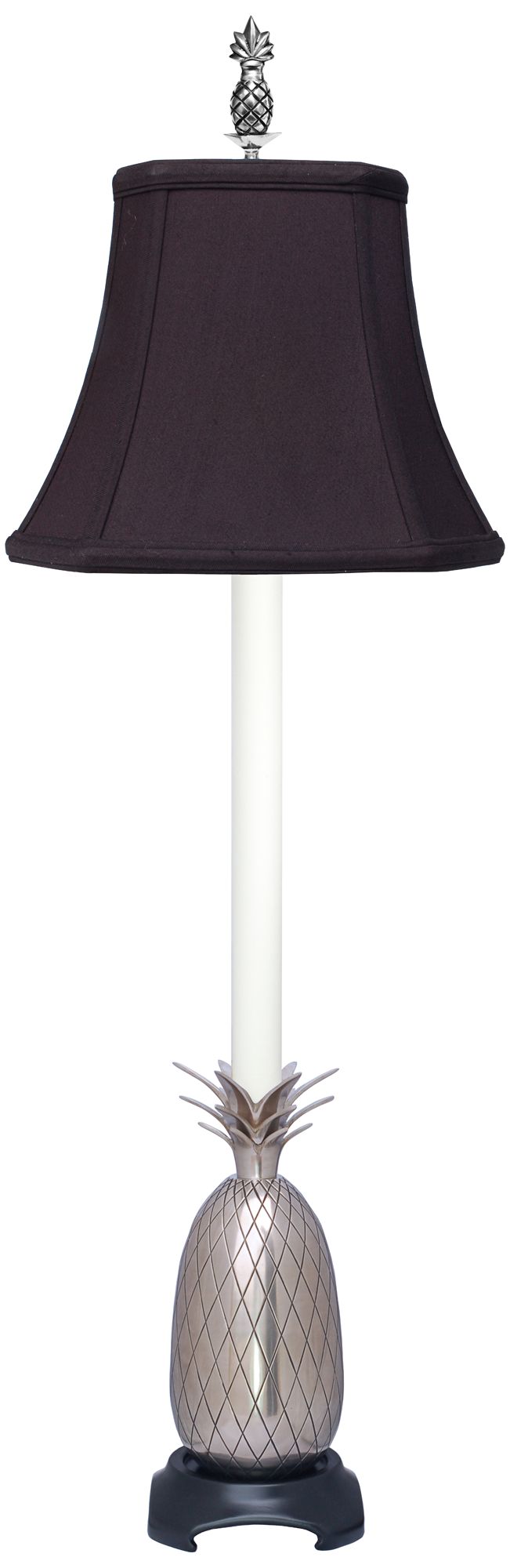 Popham Pineapple Pewter Buffet Table Lamp with Black Shade 9X939