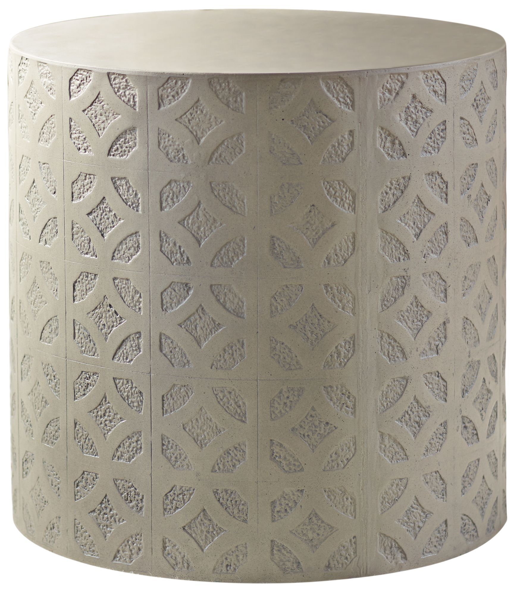 Imani Cement Drum Natural Concrete IndoorOutdoor Side Table 9Y189