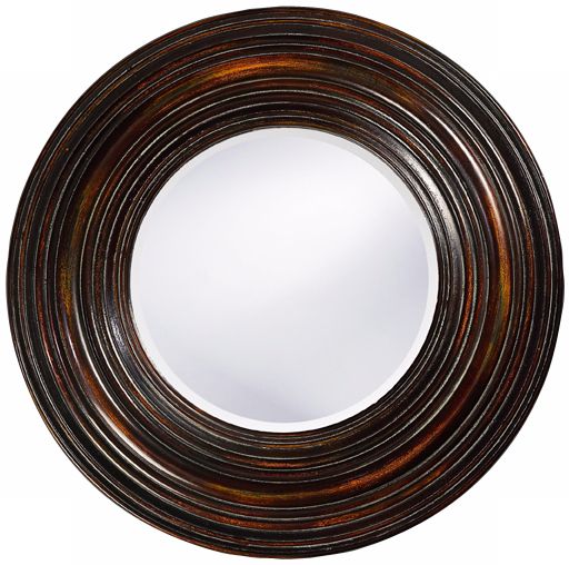 Walnut Wood Finish 38" Round Wall Mirror H6469 Lamps Plus