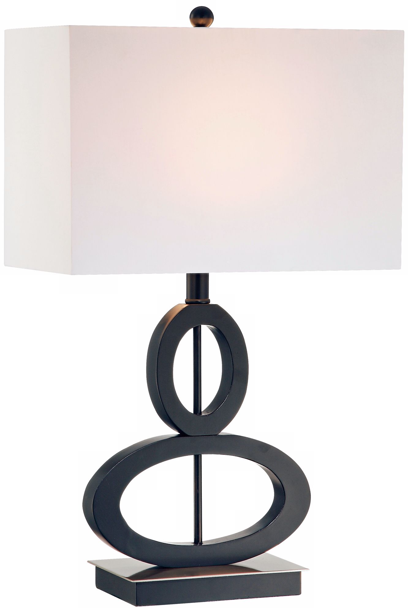 Black and Satin Steel Asymmetrical Ovals Table Lamp K7768 Lamps Plus