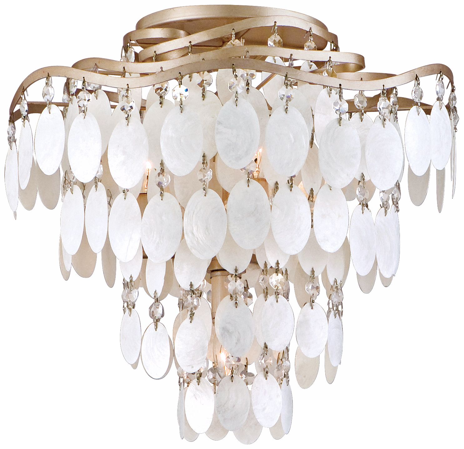 Dolce Capiz Shell 16" Wide Semiflush Ceiling Light K8497 Lamps Plus