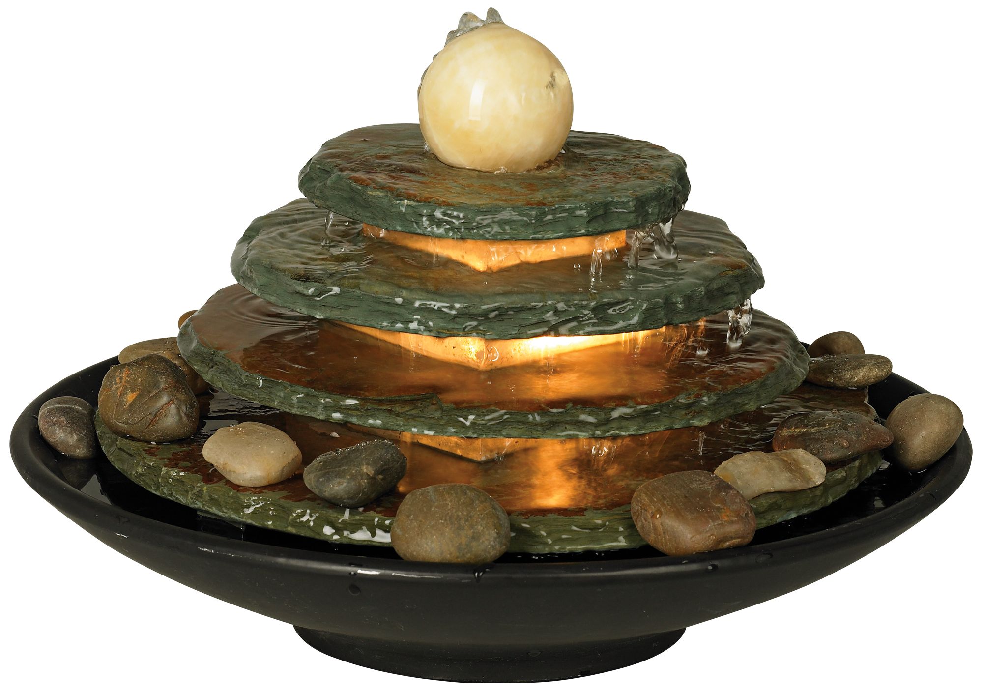 Pyramid Feng Shui Ball Lighted 10" High Table Fountain N5177 Lamps