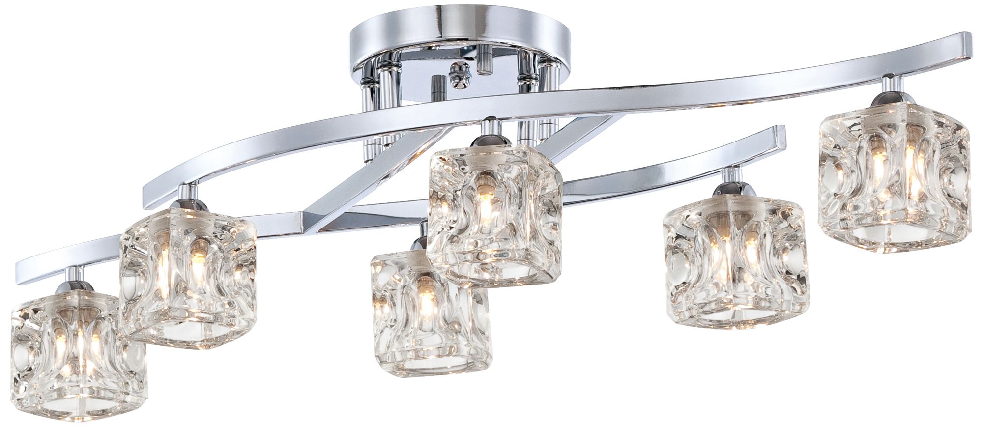 Possini Euro Crystal Cube and Chrome Ceiling Light R8613 Lamps Plus