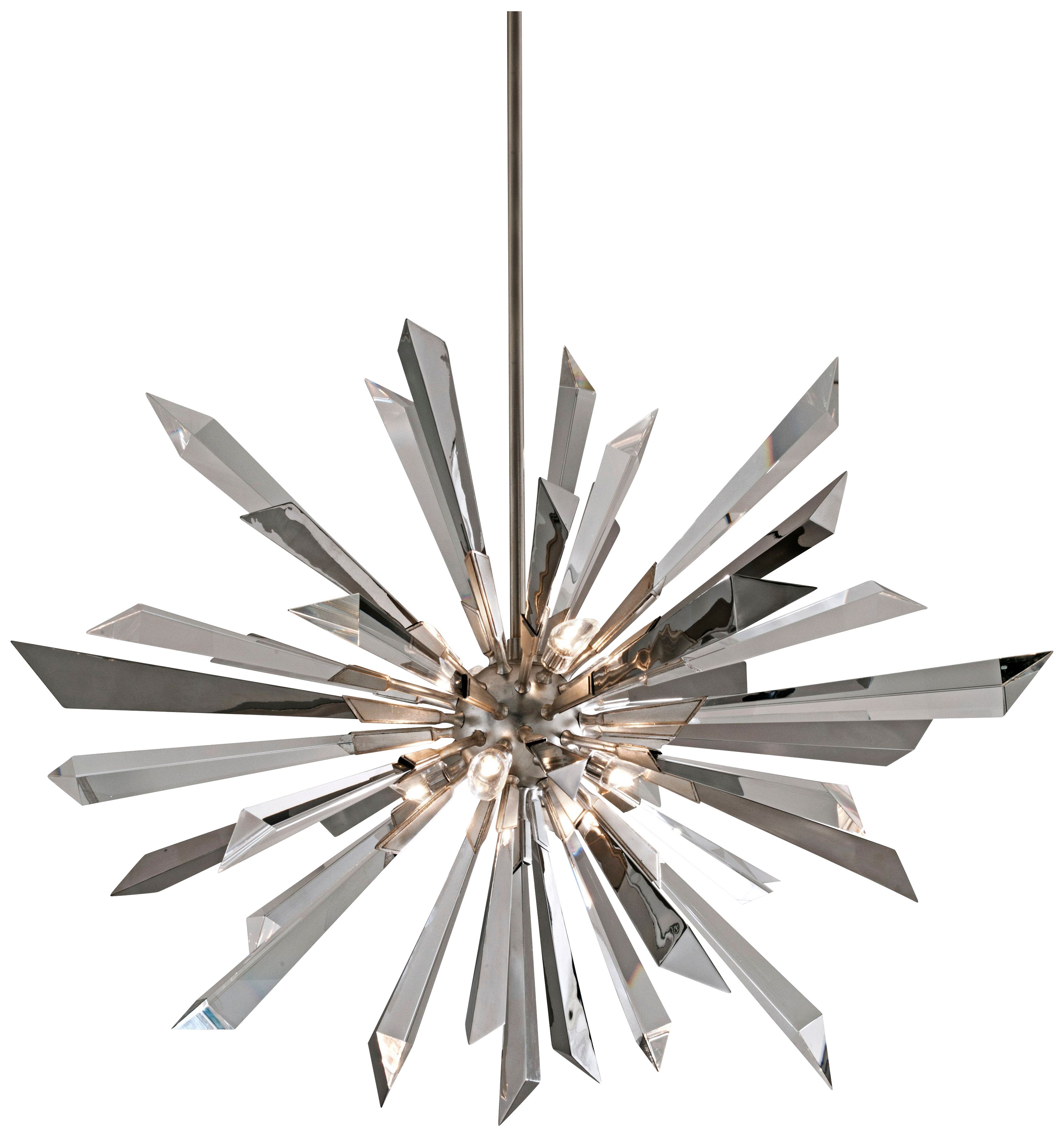 Inertia Crystal and Stainless 48" Wide Corbett Pendant Light U5649