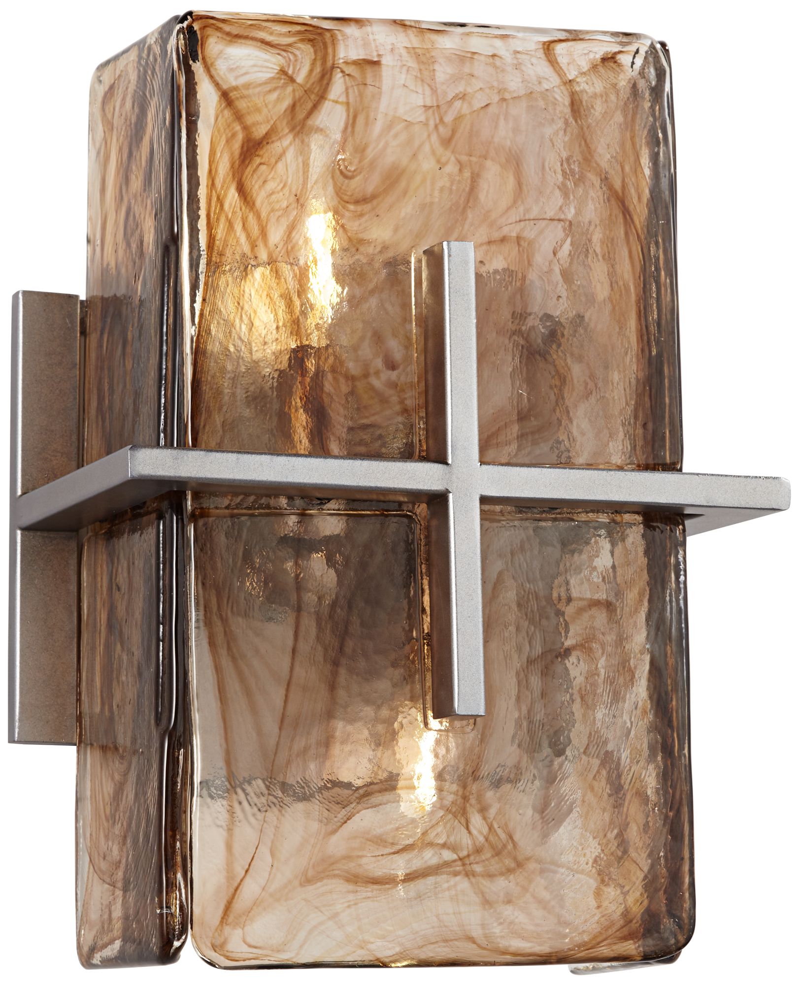 Carlyn Bronze Gold Art Glass 8" Wide 2Light Wall Sconce V1965