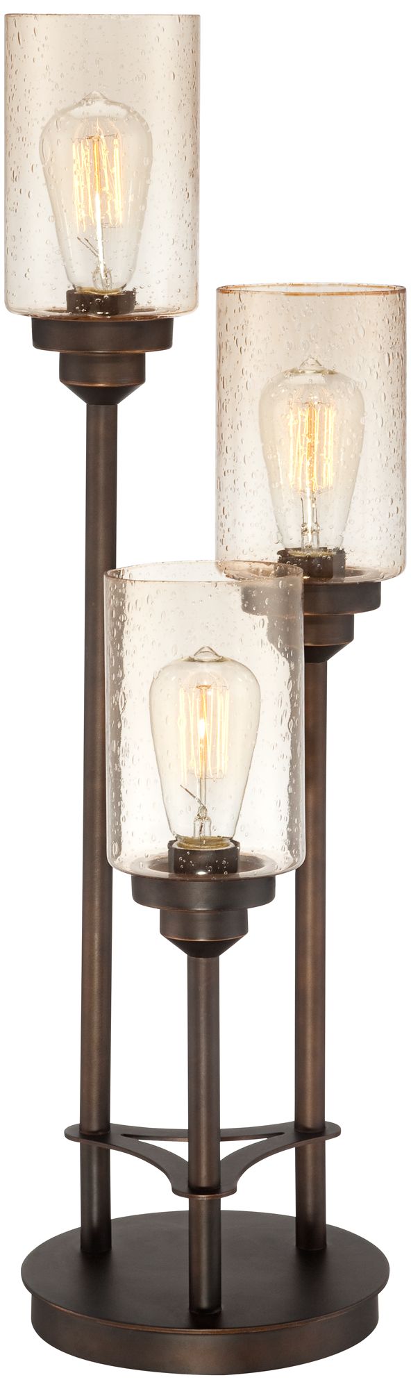 Libby 3Light Industrial Console Lamp with Edison Bulbs Y9398 Lamps Plus