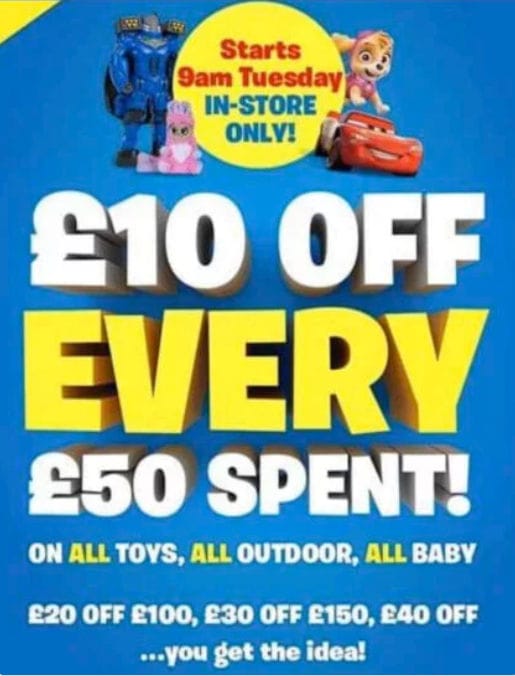 Smyths Toys £10 off EVERY £50 Spend at Smyths Toys Superstores