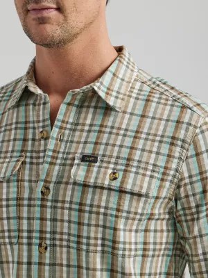 Men's Extreme Motion All Purpose Thin Line Plaid Button Down Shirt