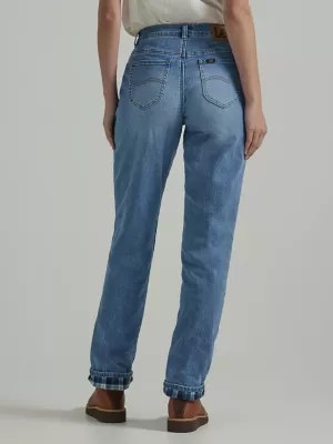 Womens Fleece Lined Relaxed Fit Jeans Straight Leg Lee®