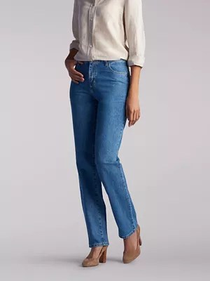 Women's 100 Cotton Relaxed Fit Straight Leg Jean Petite Lee