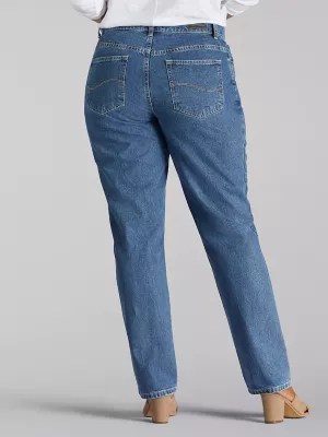 Women’s 100 Cotton Relaxed Fit Straight Leg Jean (Plus)