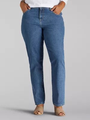 Women’s 100 Cotton Relaxed Fit Straight Leg Jean (Plus)