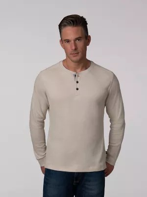 Men's Heathered Thermal Long Sleeve Henley Shirt Lee