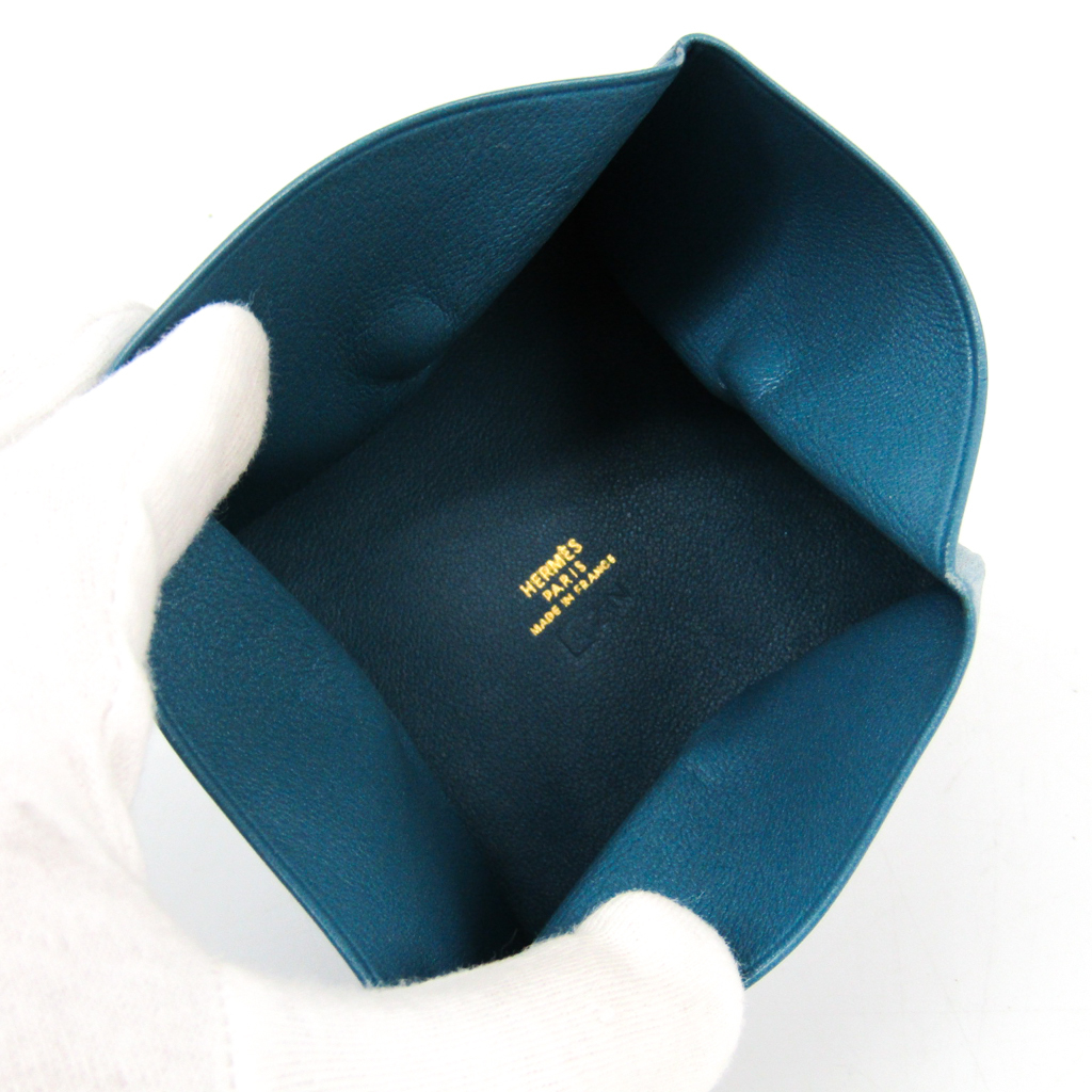 Hermes Zulu Gulliver Leather Coin Purse/coin Case Blue Jean eLADY