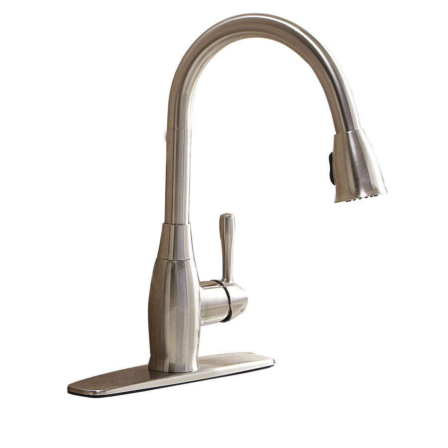 Shop AquaSource Brushed Nickel 1Handle PullDown Kitchen