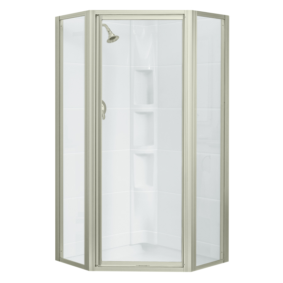Neo Angle Shower Doors Lowes Shop Sterling 36.125in W x 72in H Brushed Nickel NeoAngle Shower