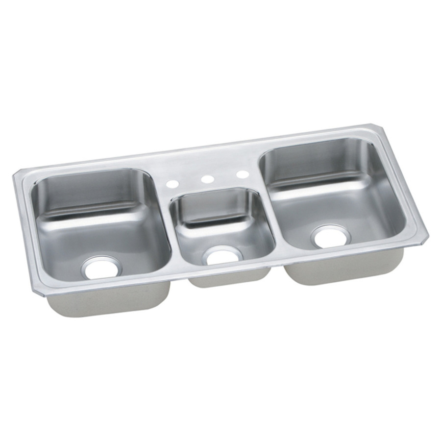 3 Basin Stainless Steel Sink Shop Elkay 22in x 43in Satin TripleBasin Stainless Steel Dropin