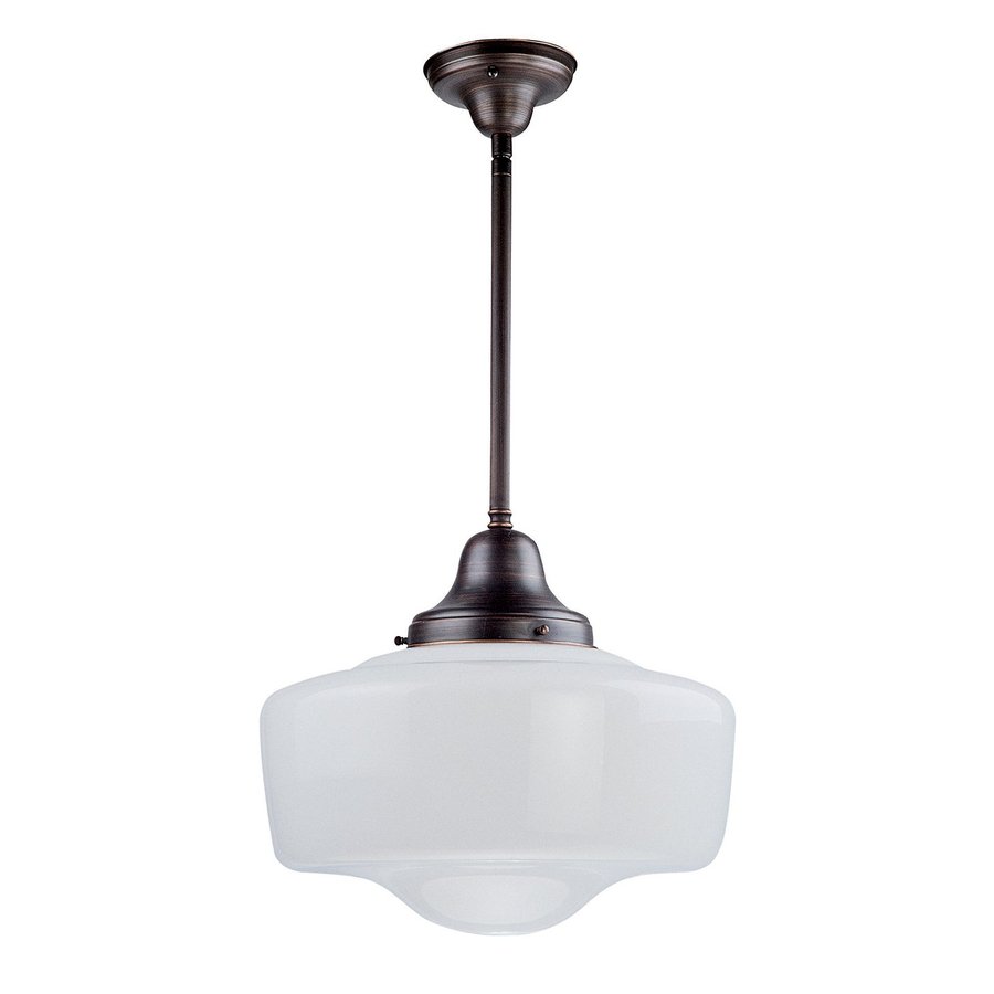 Shop DVI Schoolhouse 14in W OilRubbed Bronze Pendant Light with White