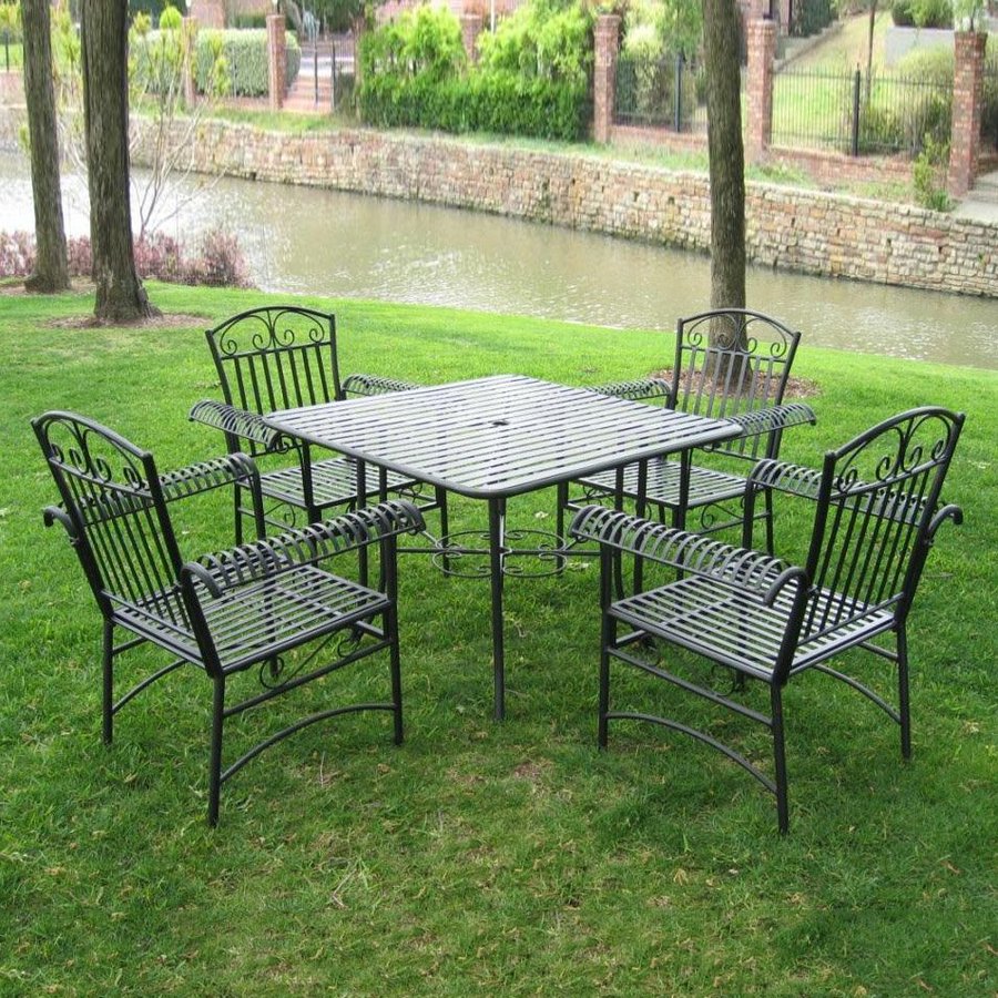 Shop International Caravan 5-Piece Slat Seat Wrought Iron ... (900 x 900 Pixel)