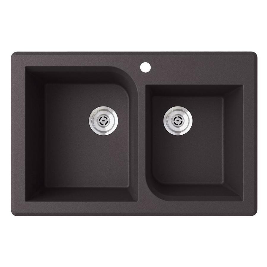 Shop SWAN Nero DoubleBasin DropIn or Undermount Kitchen Sink at