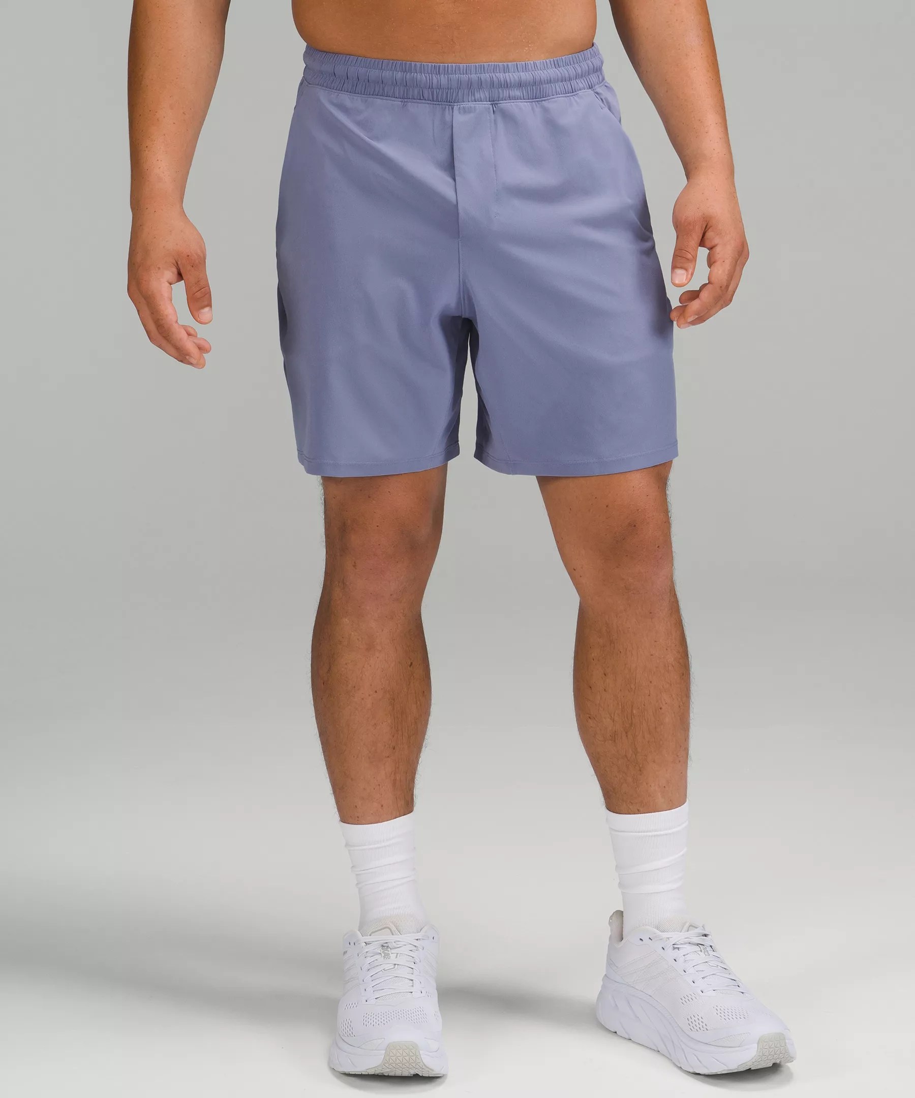 Lululemon Athletica Men Blue/Grey Nylon Blend Stretch Plaid Hiking