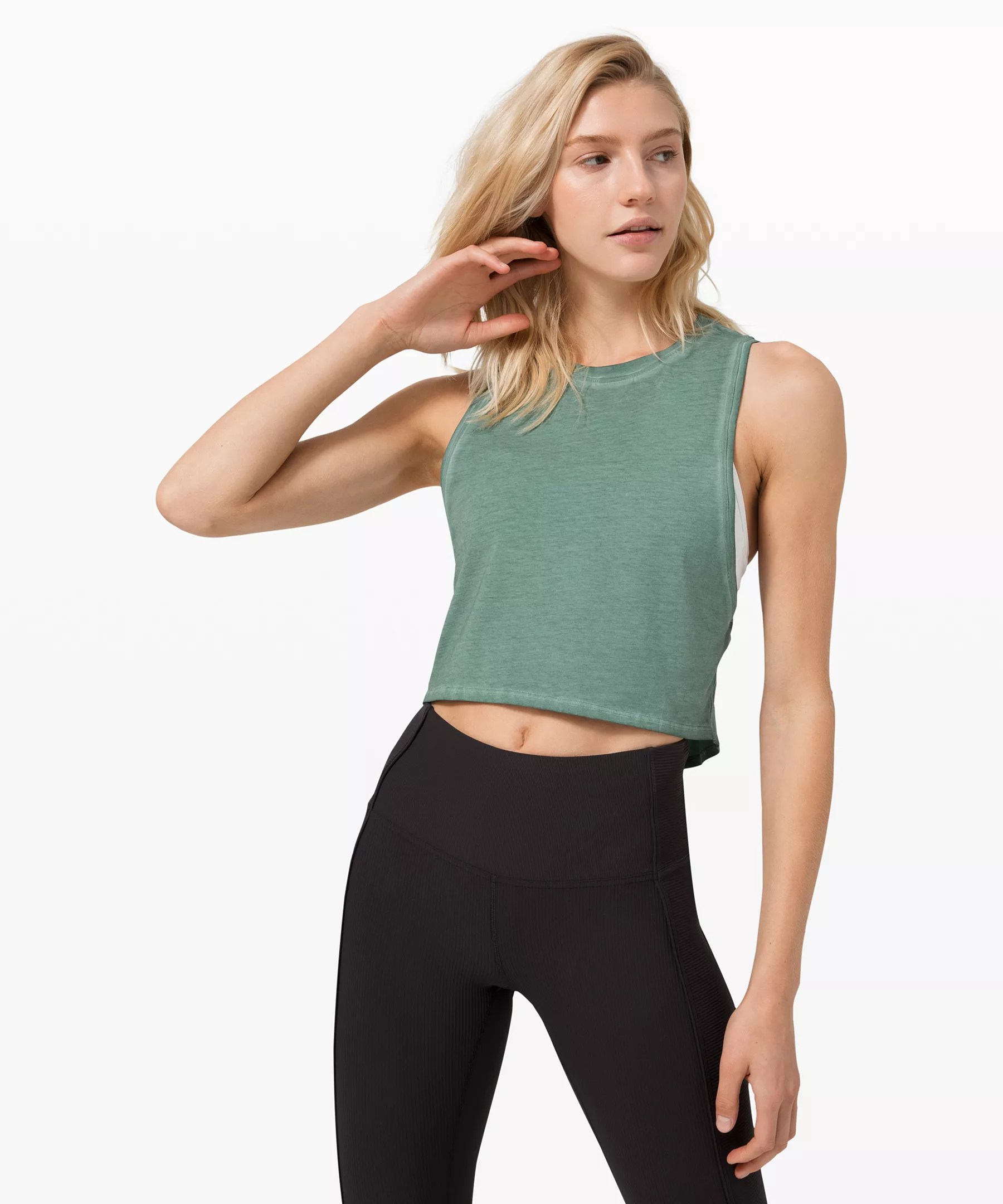 Lululemon Cut Back Crop Tank *wash In Green ModeSens