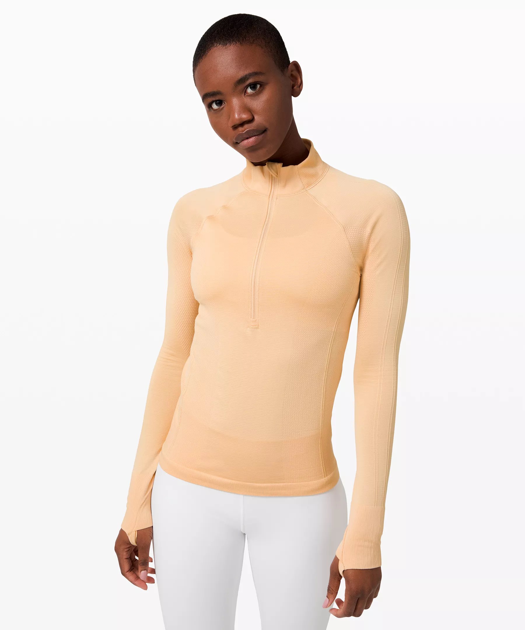 Lululemon For The Chill Of It 1/2 Zip In Ivory Peach ModeSens